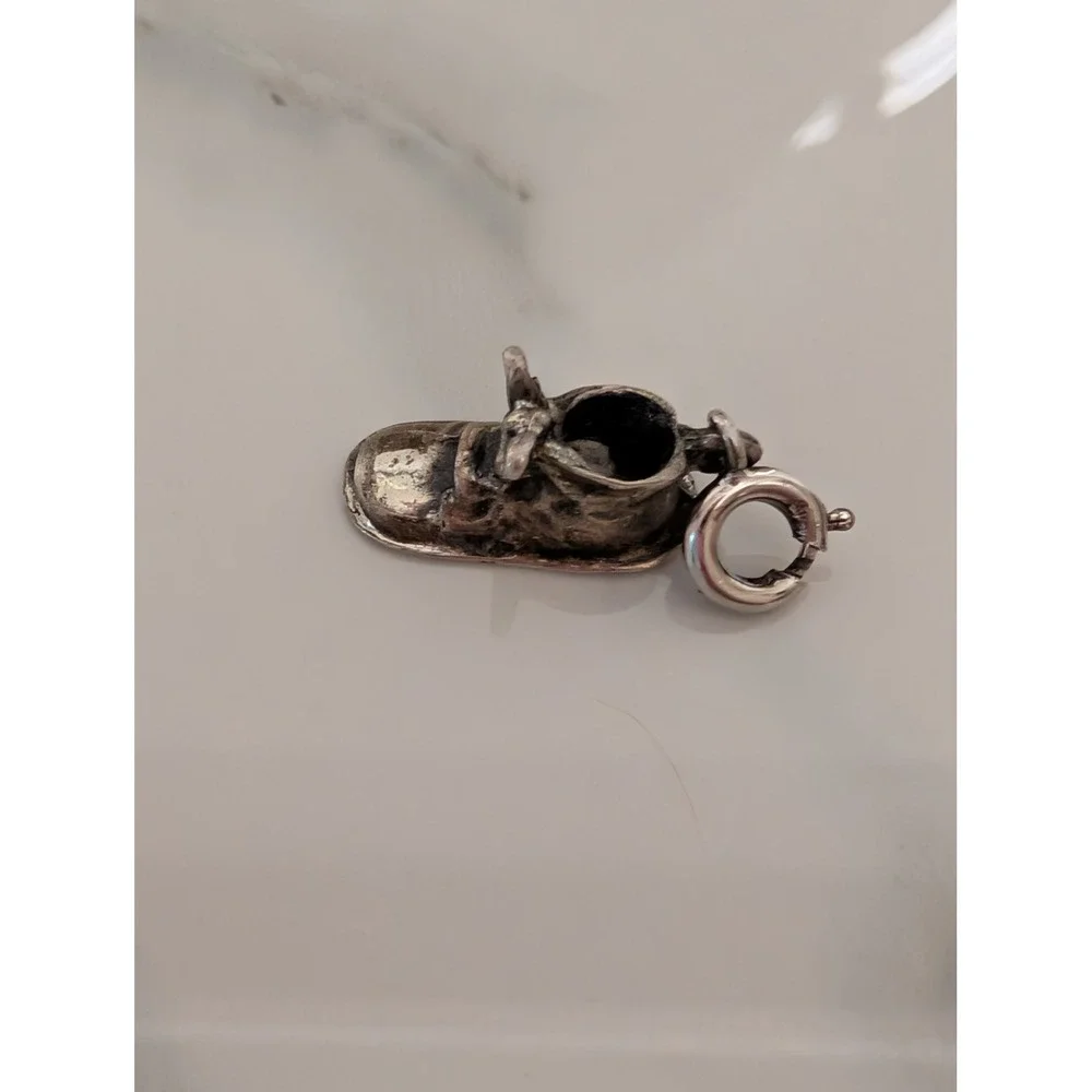 Vintage 1965 Sterling‎ Silver Baby Shoe Charm Engraved 925 Pendant